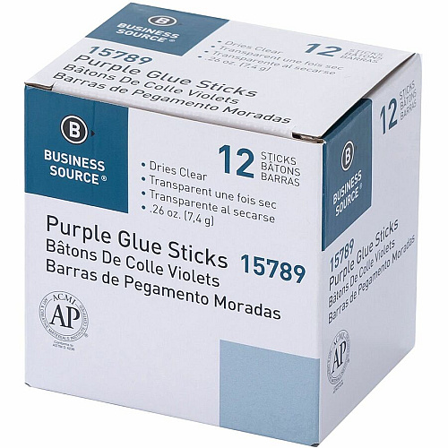 Business Source Bulk Purple Glue Sticks 0.26 oz - Purple - 12 / Box (BSN15789)