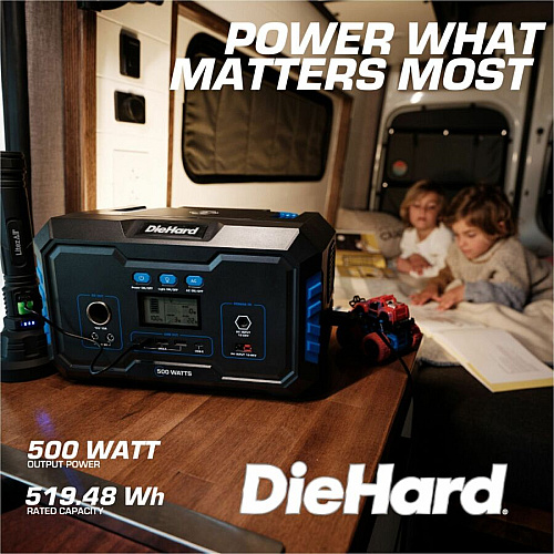 DieHard 500-Watt Lithium-ion Portable Power Station/Solar Generator Lithium Ion (Li-Ion) - Rich Black (DH2000201)