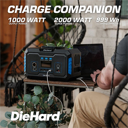 DieHard 1000-Watt Lithium-ion Portable Power Station/Solar Generator Lithium Ion (Li-Ion) - Rich Black (DH2000301)