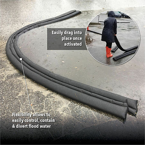 Quick Dam Flood Barriers 3.5" Height - Black - 16 / Carton (QD6516)