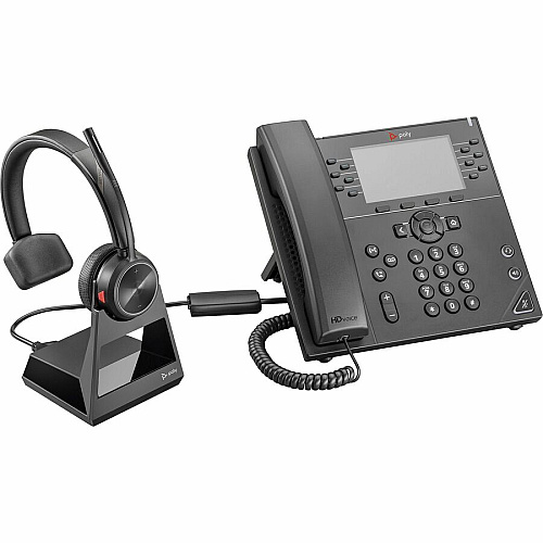Poly Savi 7210 Office Single-Ear Headset Mono - RJ-11 - Wired/Wireless - DECT - 393.7 ft - 100 Hz to 6.80 kHz - On-ear - Monaural - Ear-cup - Omni-directional, Noise Cancelling Microphone - Noise Canceling - Black (7W6D4AA)