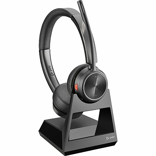 Poly Savi 7220 Office Binaural Wireless Headset Stereo - Wireless - DECT - 393.7 ft - On-ear - Binaural - Ear-cup - Omni-directional Microphone - Noise Canceling - Black (7W6D5AA)