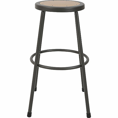 Lorell Metal Shop Stool Wood, Medium Density Fiber (MDF) Seat Material - Light Gray - Metal - 1 Each (LLR83082)