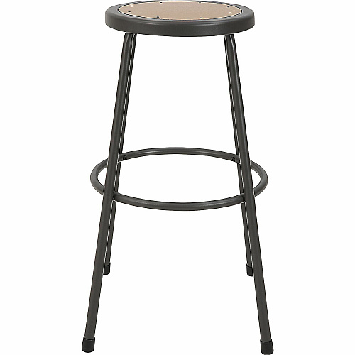 Lorell Metal Shop Stool Wood, Medium Density Fiber (MDF) Seat Material - Light Gray - Metal - 1 Each (LLR83082)