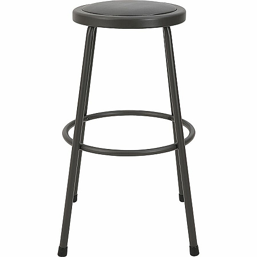 Lorell Metal Shop Stool Vinyl Seat Material - Light Gray - Metal - 1 Each (LLR83083)