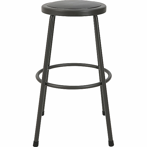 Lorell Metal Shop Stool Vinyl Seat Material - Light Gray - Metal - 1 Each (LLR83083)