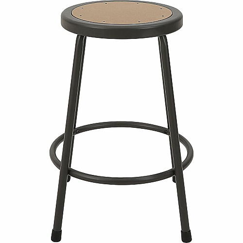 Lorell Metal Shop Stool Wood, Medium Density Fiber (MDF) Seat Material - Light Gray - Metal - 1 Each (LLR83080)