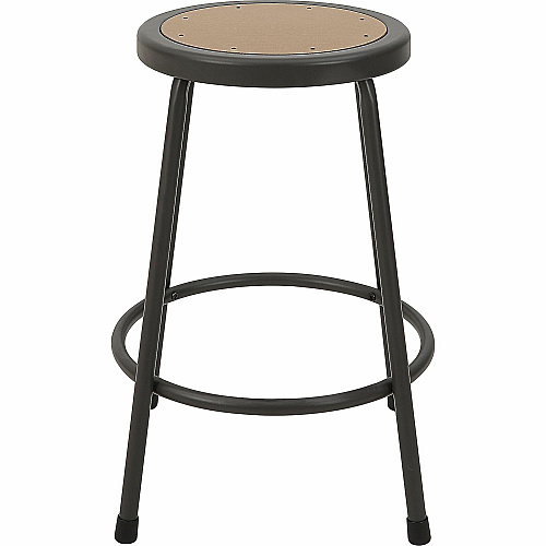 Lorell Metal Shop Stool Wood, Medium Density Fiber (MDF) Seat Material - Light Gray - Metal - 1 Each (LLR83080)