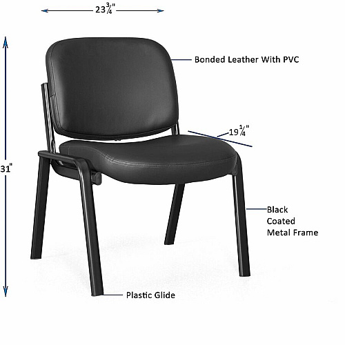 Lorell Deluxe Leather 4-Leg Guest Chair Leather, Plywood Seat Material - Leather, Plywood Back Material - Powder Coated Frame Color - Metal Frame Material - Four-legged Base - Black - 1 Each (LLR84595)
