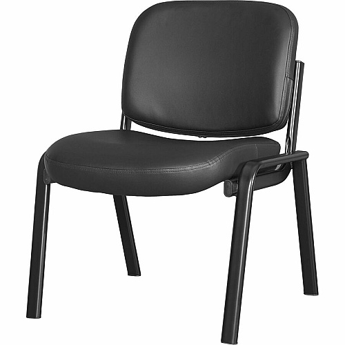 Lorell Deluxe Leather 4-Leg Guest Chair Leather, Plywood Seat Material - Leather, Plywood Back Material - Powder Coated Frame Color - Metal Frame Material - Four-legged Base - Black - 1 Each (LLR84595)