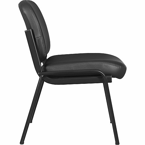 Lorell Deluxe Leather 4-Leg Guest Chair Leather, Plywood Seat Material - Leather, Plywood Back Material - Powder Coated Frame Color - Metal Frame Material - Four-legged Base - Black - 1 Each (LLR84595)