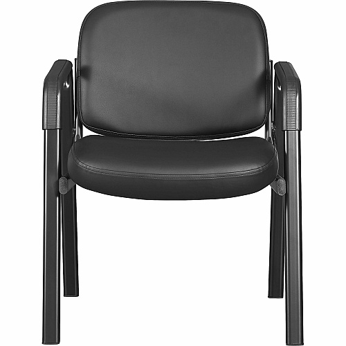 Lorell Deluxe Leather 4-Leg Guest Chair Leather, Plywood Seat Material - Leather, Plywood Back Material - Powder Coated Frame Color - Metal Frame Material - Four-legged Base - Black - Armrest - 1 Each (LLR84594)