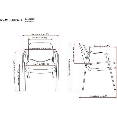 Lorell Deluxe Leather 4-Leg Guest Chair Leather, Plywood Seat Material - Leather, Plywood Back Material - Powder Coated Frame Color - Metal Frame Material - Four-legged Base - Black - Armrest - 1 Each (LLR84594)