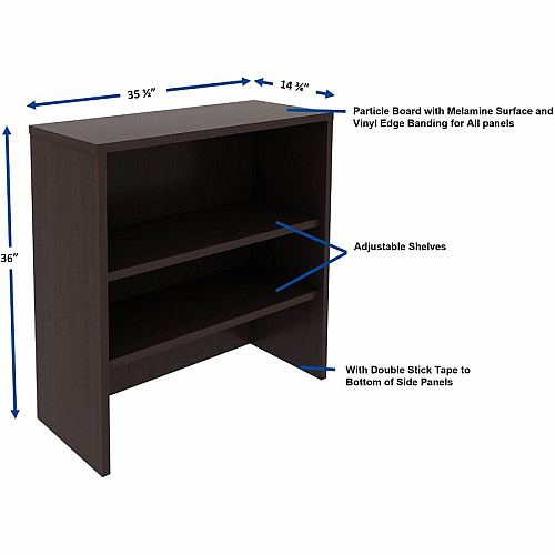 Lorell Essentials 2-shelf Stack-on Bookcase 36" Height x 36" Width x 15" Depth - 2 Shelve(s) - Material: Laminate, Metal - Finish: Espresso - Stackable, Cam Lock - For Book, Binder, Display (LLR69629)