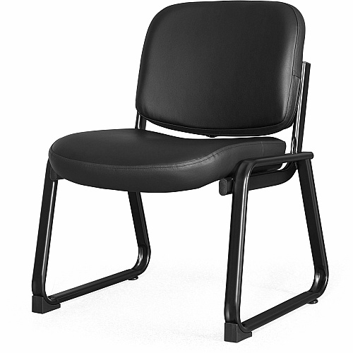 Lorell Deluxe Leather Guest Chair Plywood, Leather Seat Material - Plywood, Leather Back Material - Powder Coated Frame Color - Metal Frame Material - Sled Base - Black - 1 Each (LLR84597)