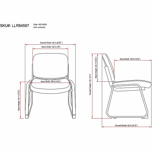 Lorell Deluxe Leather Guest Chair Plywood, Leather Seat Material - Plywood, Leather Back Material - Powder Coated Frame Color - Metal Frame Material - Sled Base - Black - 1 Each (LLR84597)