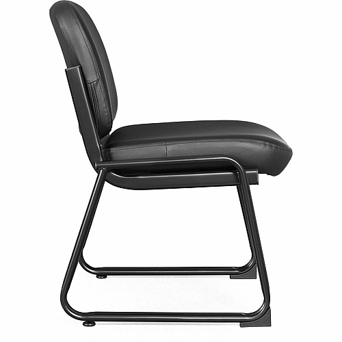 Lorell Deluxe Leather Guest Chair Plywood, Leather Seat Material - Plywood, Leather Back Material - Powder Coated Frame Color - Metal Frame Material - Sled Base - Black - 1 Each (LLR84597)