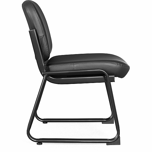 Lorell Deluxe Leather Guest Chair Plywood, Leather Seat Material - Plywood, Leather Back Material - Powder Coated Frame Color - Metal Frame Material - Sled Base - Black - 1 Each (LLR84597)