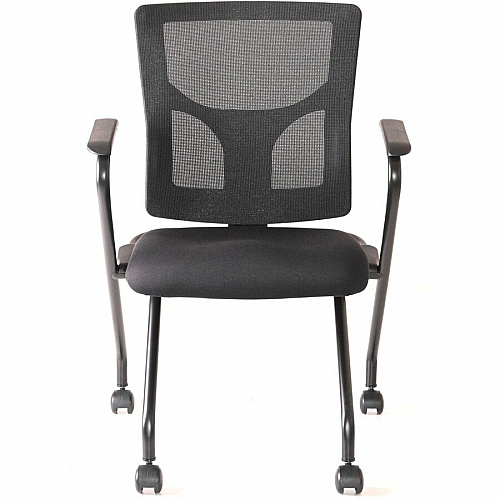 Lorell Conjure Mesh Training Chairs with Arms Polyurethane, Molded Foam, Fabric Seat Material - Black - Armrest - 2 / Carton (LLR62019)