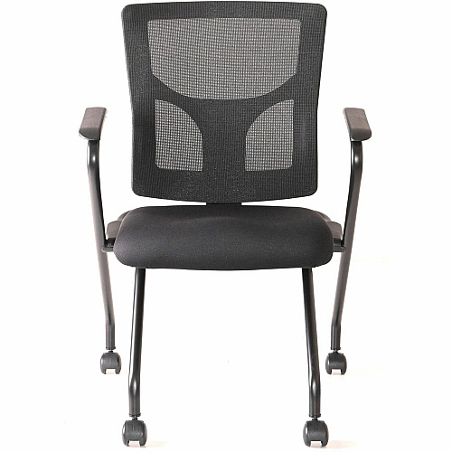 Lorell Conjure Mesh Training Chairs with Arms Polyurethane, Molded Foam, Fabric Seat Material - Black - Armrest - 2 / Carton (LLR62019)