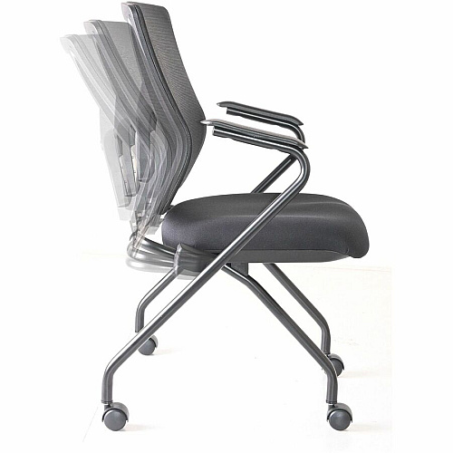 Lorell Conjure Mesh Training Chairs with Arms Polyurethane, Molded Foam, Fabric Seat Material - Black - Armrest - 2 / Carton (LLR62019)