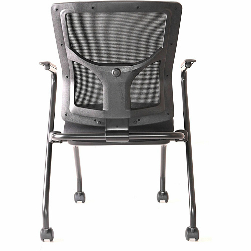 Lorell Conjure Mesh Training Chairs with Arms Polyurethane, Molded Foam, Fabric Seat Material - Black - Armrest - 2 / Carton (LLR62019)
