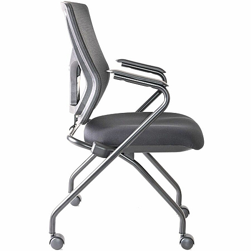Lorell Conjure Mesh Training Chairs with Arms Polyurethane, Molded Foam, Fabric Seat Material - Black - Armrest - 2 / Carton (LLR62019)
