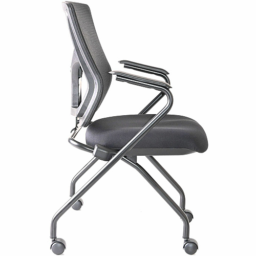 Lorell Conjure Mesh Training Chairs with Arms Polyurethane, Molded Foam, Fabric Seat Material - Black - Armrest - 2 / Carton (LLR62019)