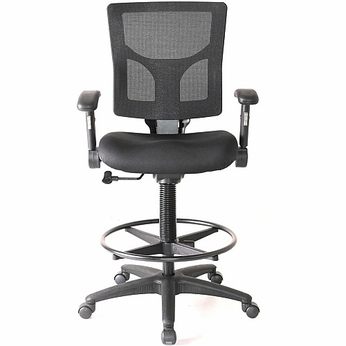 Lorell Conjure Office Stool Fabric, Polyurethane, Molded Foam Seat Material - Black - Armrest - 1 Each (LLR62021)