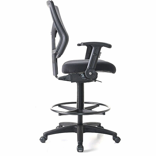 Lorell Conjure Office Stool Fabric, Polyurethane, Molded Foam Seat Material - Black - Armrest - 1 Each (LLR62021)