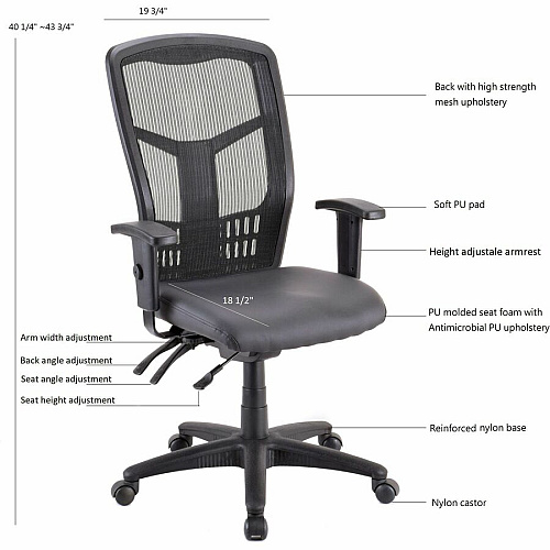 Lorell Executive Antimicrobial High-back Chair Vinyl Seat Material - Black Frame Color - High Back - 5-star Base - 1 Each (LLR86240)