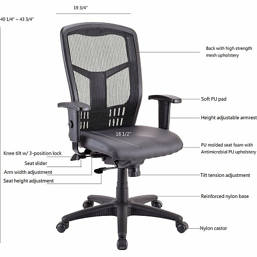 Lorell Executive High-back Swivel Chair Vinyl Seat Material - High Back - 5-star Base - Black - Armrest - 1 Each (LLR86245)