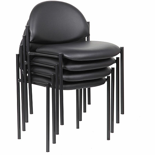 Lorell Reception Guest Chair Vinyl Back Material - Tubular Steel Frame Material - Four-legged Base - Black - 1 Each (LLR69607)
