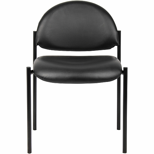 Lorell Reception Guest Chair Vinyl Back Material - Tubular Steel Frame Material - Four-legged Base - Black - 1 Each (LLR69607)