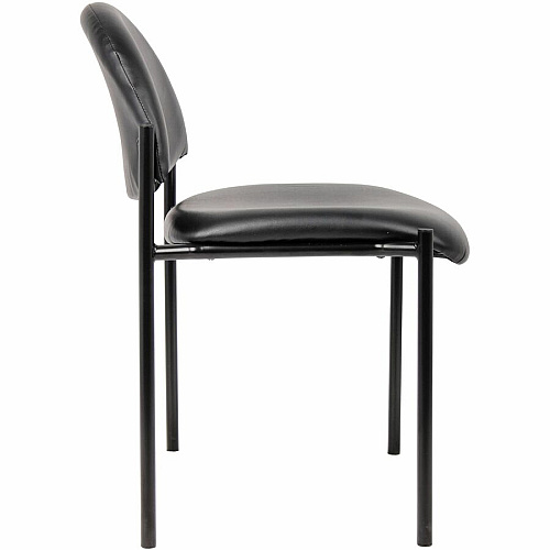 Lorell Reception Guest Chair Vinyl Back Material - Tubular Steel Frame Material - Four-legged Base - Black - 1 Each (LLR69607)