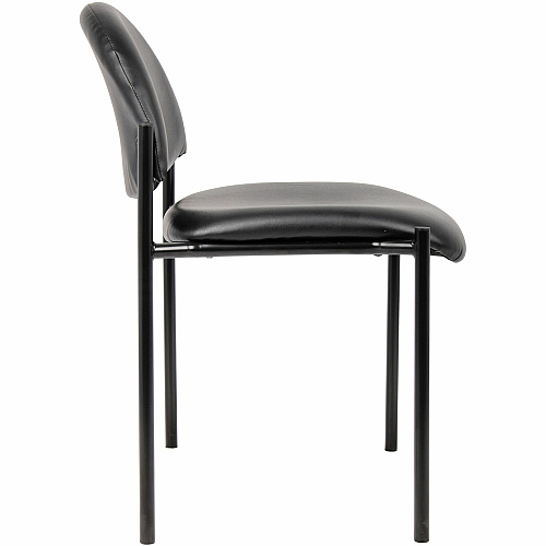 Lorell Reception Guest Chair Vinyl Back Material - Tubular Steel Frame Material - Four-legged Base - Black - 1 Each (LLR69607)