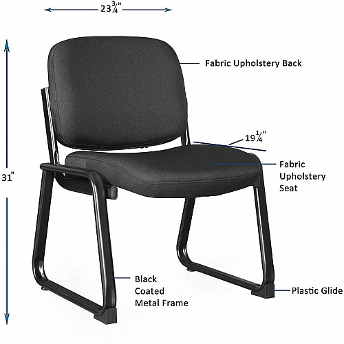 Lorell Black Fabric Guest Chair Plywood, Fabric Seat Material - Plywood, Fabric Back Material - Powder Coated Frame Color - Metal Frame Material - Sled Base - Black - 1 Each (LLR84596)