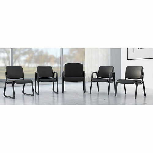 Lorell Black Fabric Guest Chair Plywood, Fabric Seat Material - Plywood, Fabric Back Material - Powder Coated Frame Color - Metal Frame Material - Sled Base - Black - 1 Each (LLR84596)