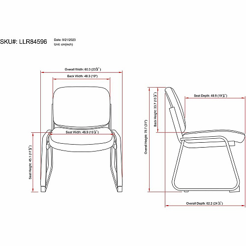Lorell Black Fabric Guest Chair Plywood, Fabric Seat Material - Plywood, Fabric Back Material - Powder Coated Frame Color - Metal Frame Material - Sled Base - Black - 1 Each (LLR84596)