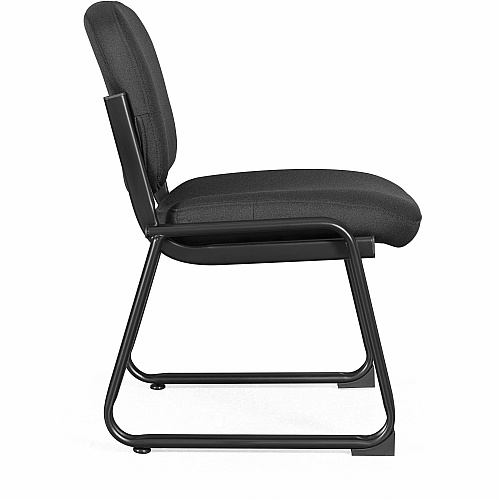 Lorell Black Fabric Guest Chair Plywood, Fabric Seat Material - Plywood, Fabric Back Material - Powder Coated Frame Color - Metal Frame Material - Sled Base - Black - 1 Each (LLR84596)