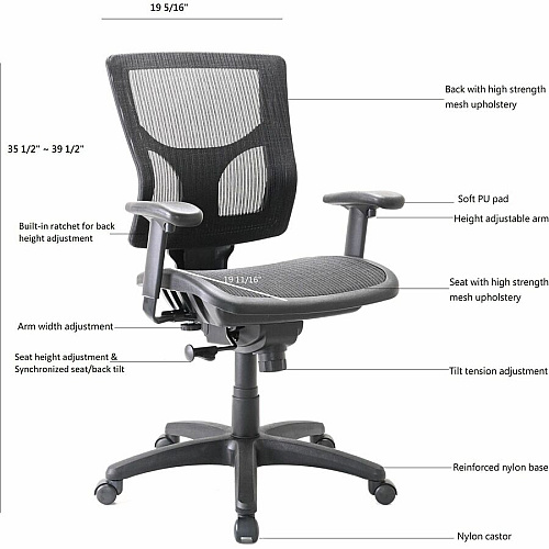 Lorell Conjure Mesh Task Chair Black - Armrest - 1 Each (LLR62014)