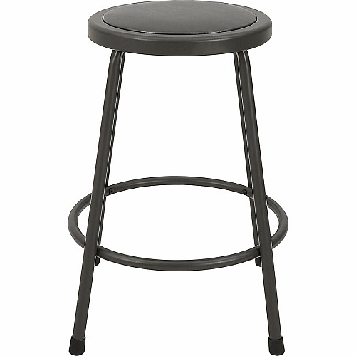 Lorell Metal Shop Stool Vinyl Seat Material - Light Gray - Metal - 1 Each (LLR83081)