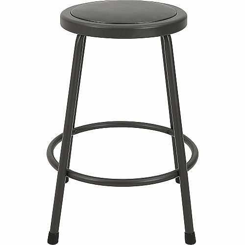 Lorell Metal Shop Stool Vinyl Seat Material - Light Gray - Metal - 1 Each (LLR83081)
