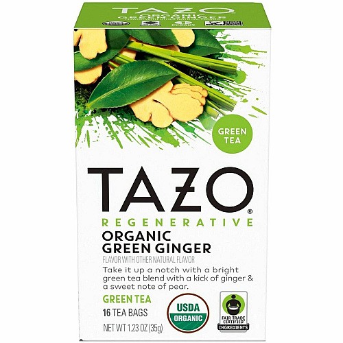Tazo Regenerative Organic Green Ginger Green Tea Bag Green Tea - Organic - 16 / Box (00356)