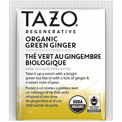 Tazo Regenerative Organic Green Ginger Green Tea Bag Green Tea - Organic - 16 / Box (00356)