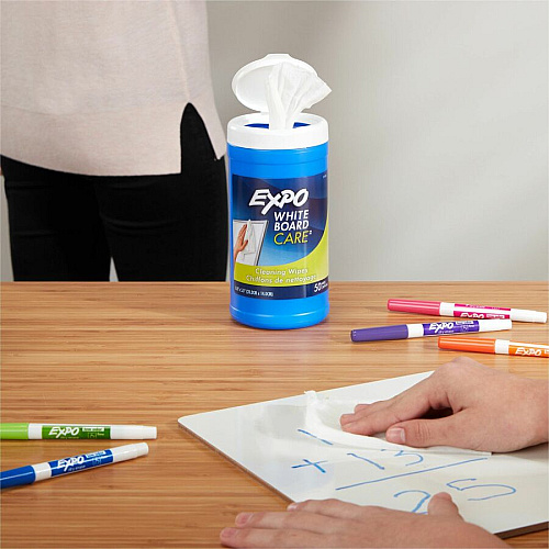 Sanford Expo White Board Cleaning Towelettes 6" Width x 9" Length - White - 50 / Each (2199437)