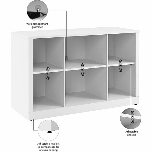 Bush Business Furniture Hampton Heights 48W Bookshelf 30" Height x 47" Width x 19 Depth - Material: Plastic, Metal, Engineered Wood, Laminate - Finish: Thermofused Laminate (TFL), White - Durable, Scratch Resistant, Stain Resistant, Wall Mounta (HHB148WH)