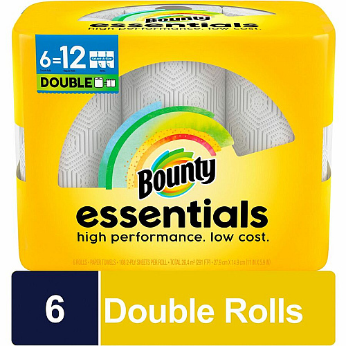 Bounty Essentials Paper Towels 108 Sheets/Roll - White - 6 / Pack (11095)