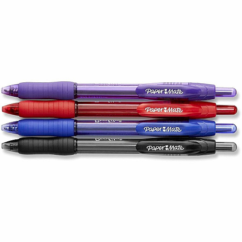 Paper Mate Profile Ballpoint Pen 1.4 mm Super Bold Pen Point - Retractable - Assorted Ink - Black, Blue, Red, Purple Barrel - 4 / Pack (1938165)