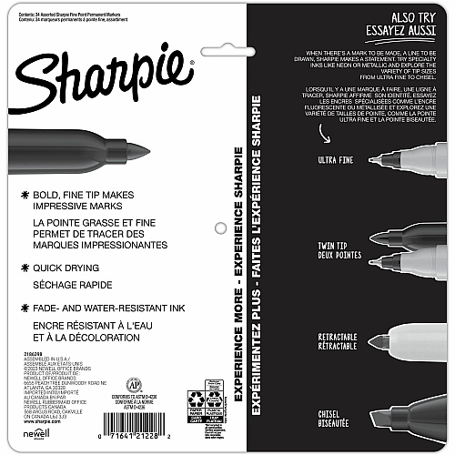 Sanford Glam Pop Permanent Markers Fine Marker Point - Assorted Ink - 34 / Pack (2185331)